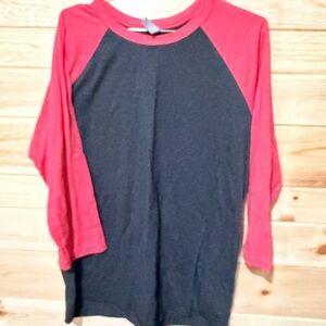 Next Level Apparel Red and Black Long Sleeve Tee